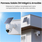 Caméra de Surveillance Extérieure Solaire WiFi T2 Ultra C9X11 4K 8MP 360° Suivi Automatique Vision Nocturne 32 Go Kit 2 Caméras