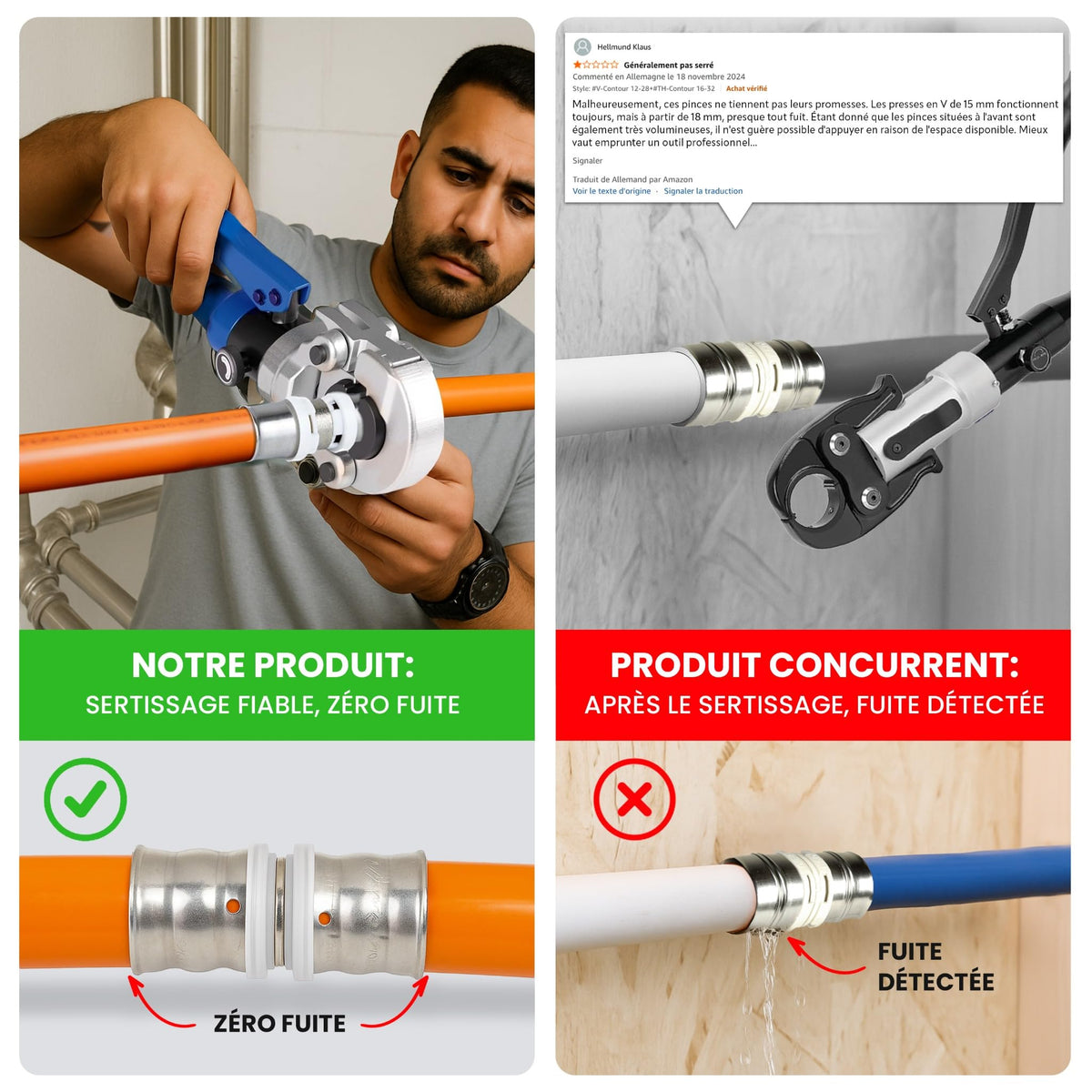 Pince à sertir multicouche cuivre AK-26 10 mâchoires TH V kit coupe-tube calibreur ébavureur mallette