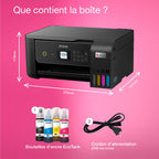 Imprimante multifonction à réservoirs d'encre ET-2870 Wi-Fi A4 impression copie numérisation 1200 dpi 33 ppm monochrome 15 ppm couleur