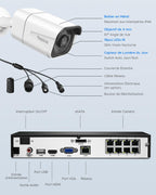 Kit de vidéosurveillance PoE RLK8-800B4 4K avec 4 caméras IP 8 MP NVR 8 canaux 2 To détection de personnes et véhicules