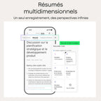 Note Pro Enregistreur vocal IA avec transcription dictaphone numérique 64 Go Bluetooth 50 h d'enregistrement