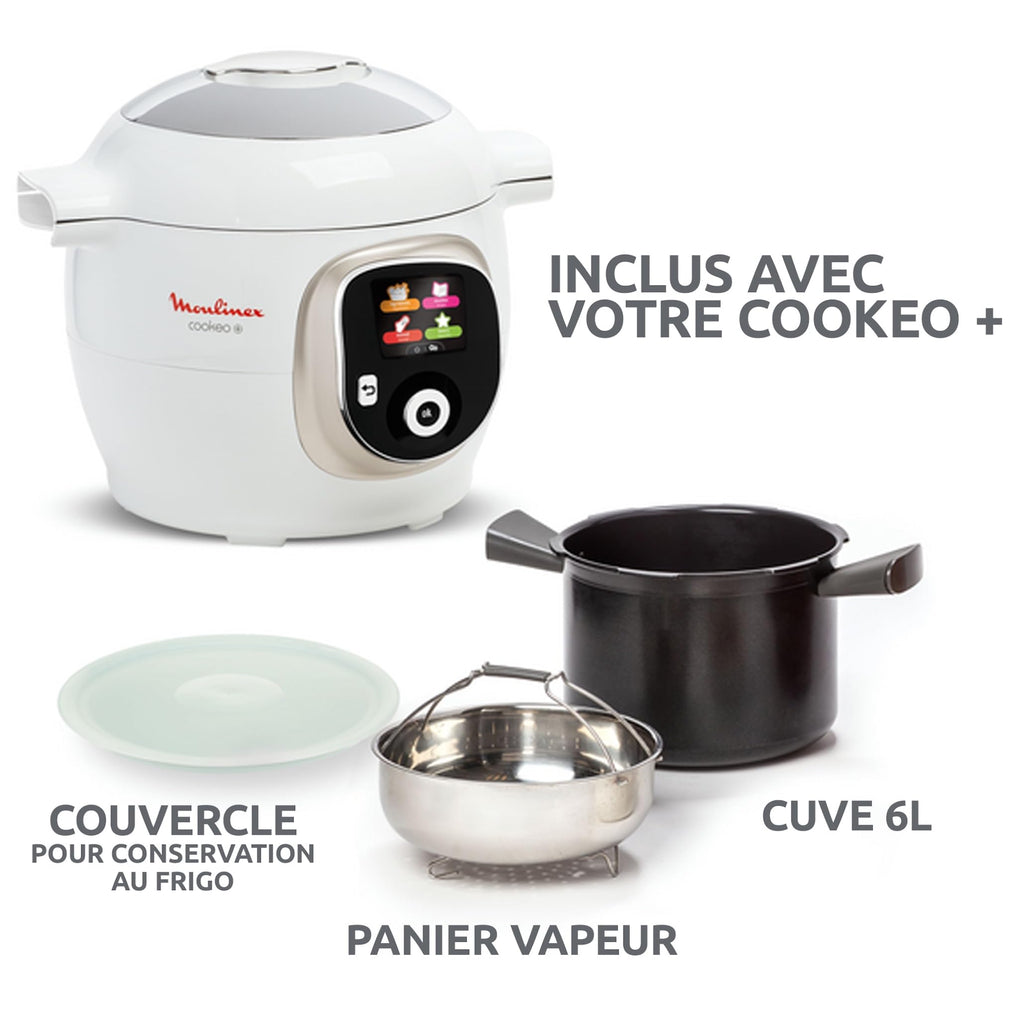 Multicuiseur haute pression Cookeo+ 6 L 1600 W programmable 6 modes de cuisson 150 recettes intégrées écran tactile