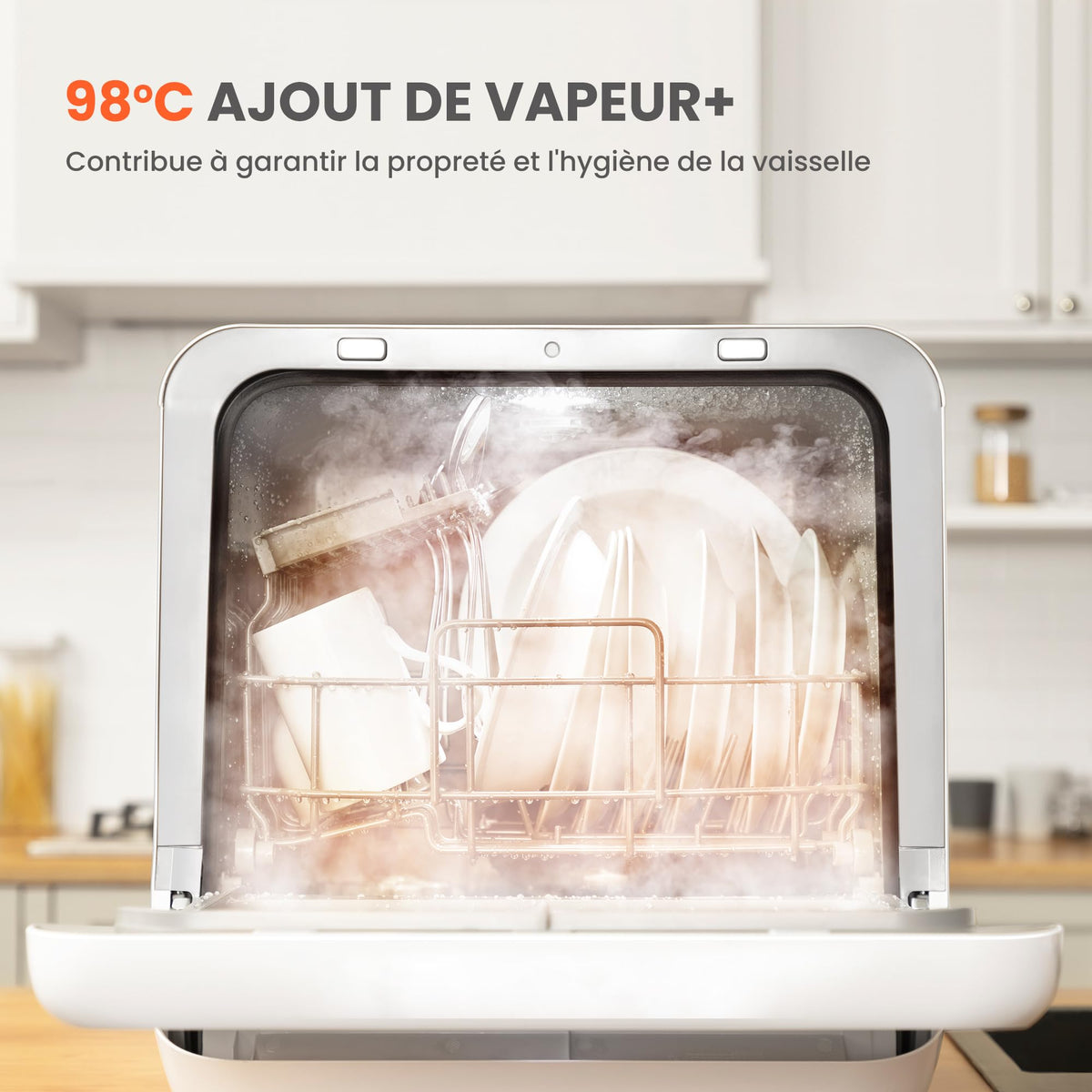 Lave-Vaisselle de Comptoir CDWMTO201D(W) 5 L 6 Programmes 220 V 58 dB Réservoir d'Eau Intégré Séchage Extra Blanc