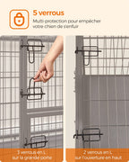 Cage pour chien XXL PPD003B01 122 x 74,5 x 80,5 cm acier allié 2 portes plateau amovible écart de 11 mm