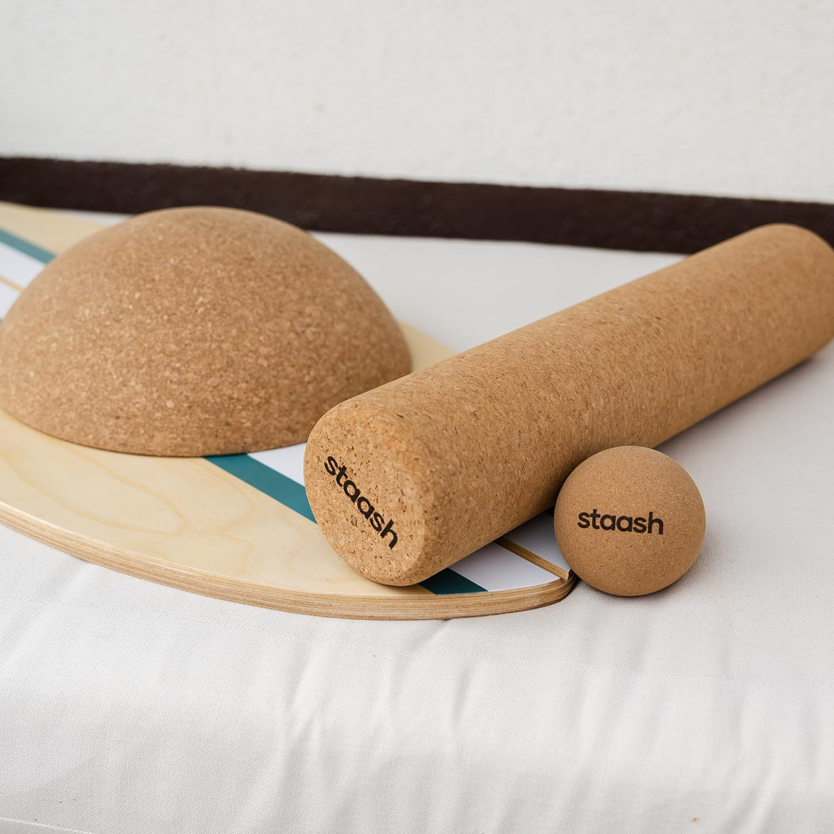 Planche d'équilibre en bois antidérapante pour entraînement équilibre posture proprioception charge maximale 120 kg kit complet