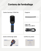 Caméra thermique infrarouge TC004 Mini-N TISR 320 × 240 25 Hz -20 à 550 °C Wi-Fi 8 Go analyse PC 5 palettes