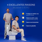 Abattant WC japonais manuel ovale avec filtre Hydro jets de lavage avant et arrière buses réglables et autonettoyantes