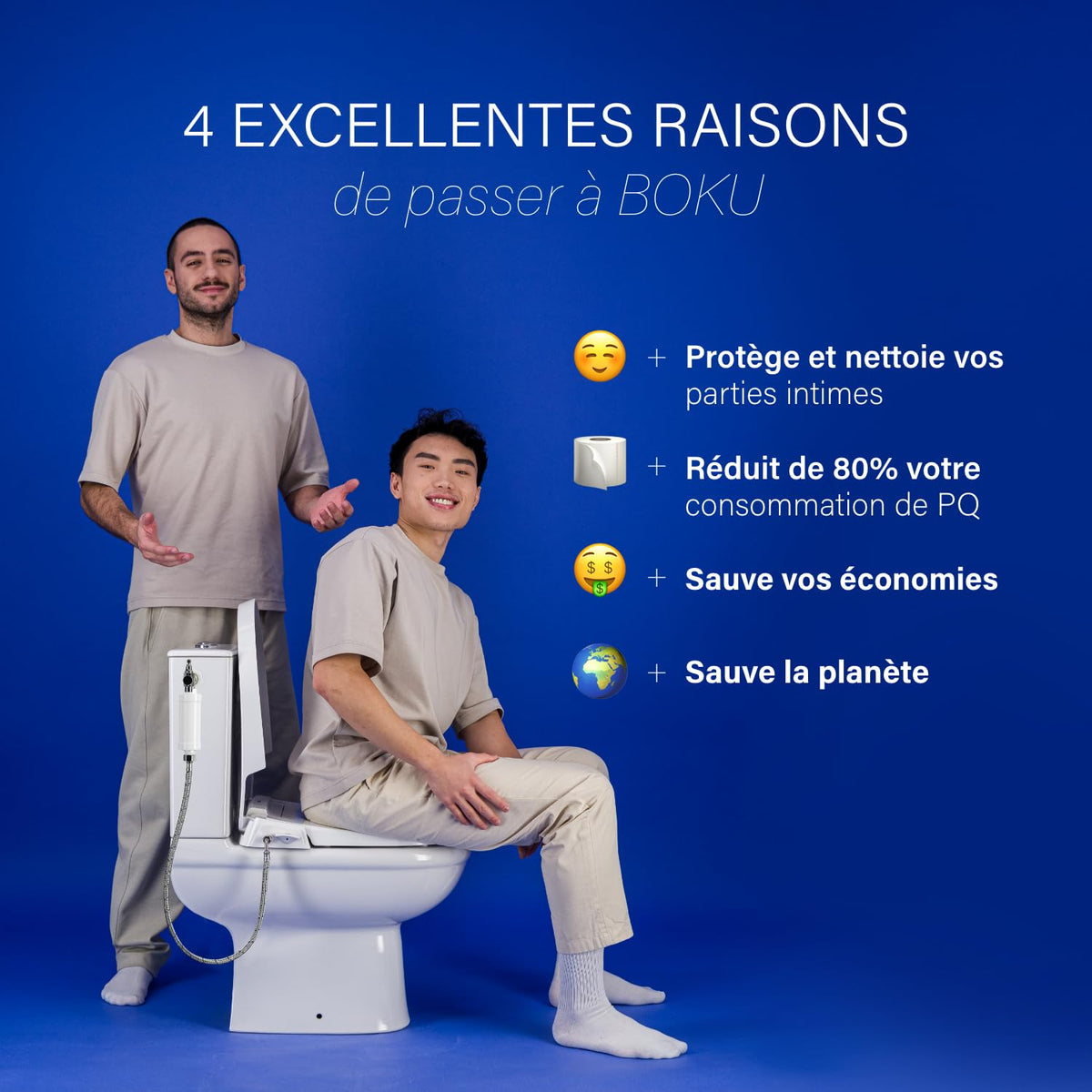 Abattant WC japonais manuel ovale avec filtre Hydro jets de lavage avant et arrière buses réglables et autonettoyantes