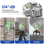 Niveau Laser 4D Auto-Nivellement ZK04CG Vert 4 Lignes 360° ±2 mm à 10 m Batterie Li-ion 8000 mAh Support Magnétique