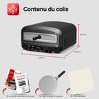 Four à pizza électrique Pizzaliano 2200 W 450 °C 20 L pierre à pizza pelle à pizza 37 cm 6 programmes écran LED
