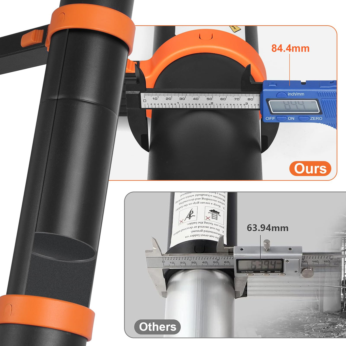 Échelle télescopique pliante DLT214E 4,7 m aluminium 150 kg 15 marches antidérapante orange multifonction