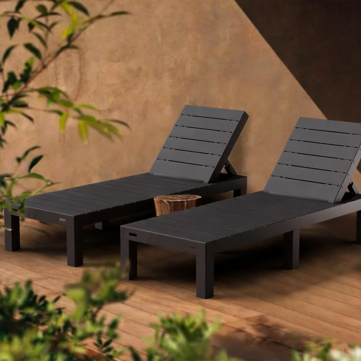 Lot de 2 Chaises Longues de Jardin BdsC2-2 Dossier Réglable 4 Positions Résine Gris 187 x 60 x 29 cm Charge 150 kg