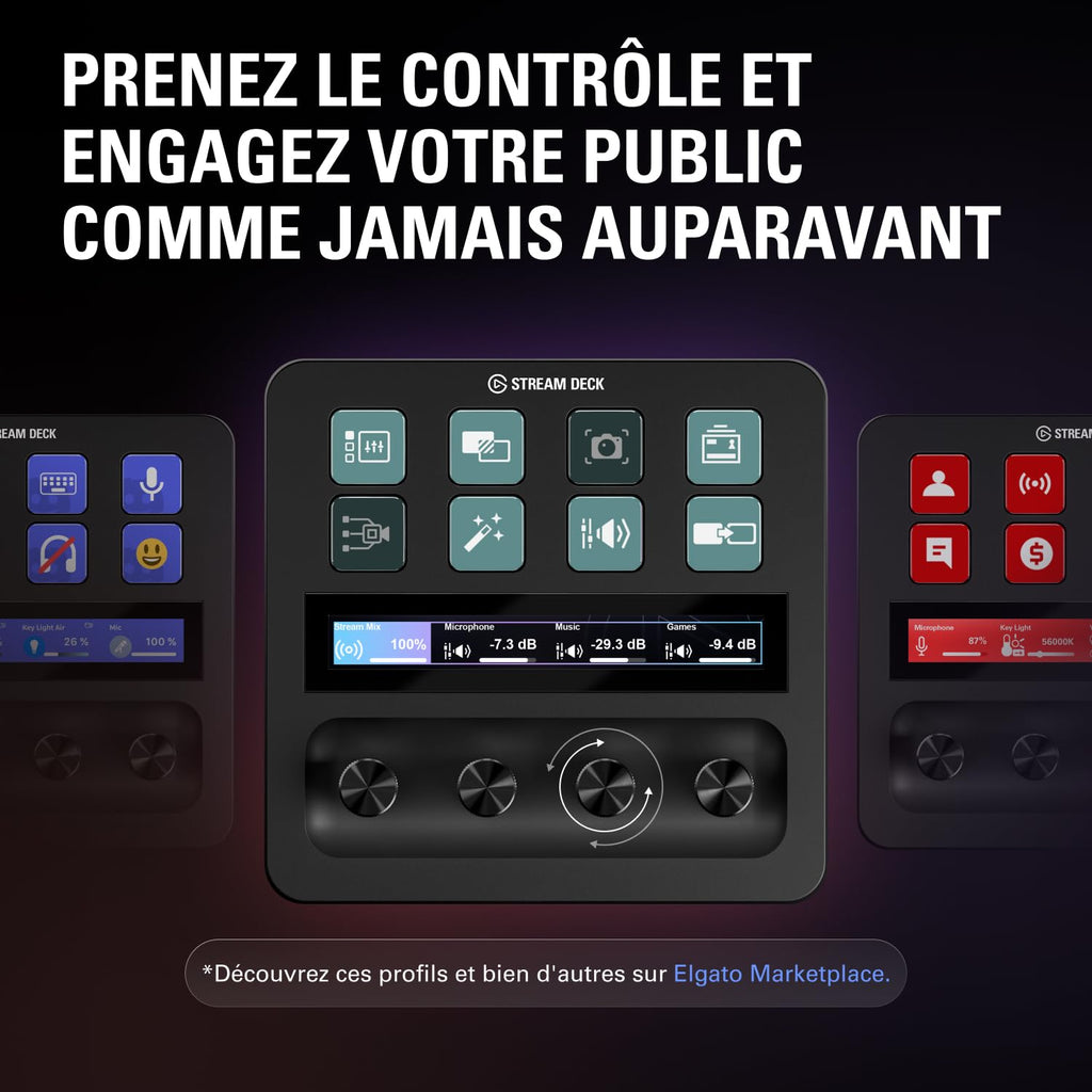 Stream Deck+ Console de Mixage Audio avec Touches LCD Boutons Rotatifs Ruban Tactile USB-C