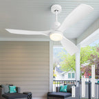 Ventilateur de plafond 132 cm avec éclairage et télécommande modèle 8701 3 pales 6 vitesses moteur DC 32 W blanc