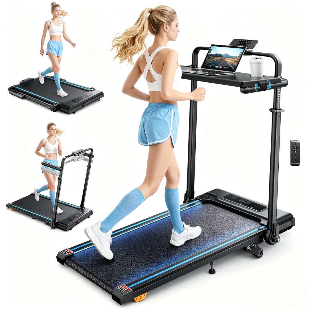 Tapis de Course Pliable Rm02 3 HP 12 km/h Inclinaison 12% 6 Modes Bureau Amovible Bluetooth LED RGB Charge 150 kg