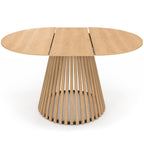 Table à manger ronde extensible Carmen 110-150 cm 4-8 places plateau en mélamine pied en bois et cadre métal