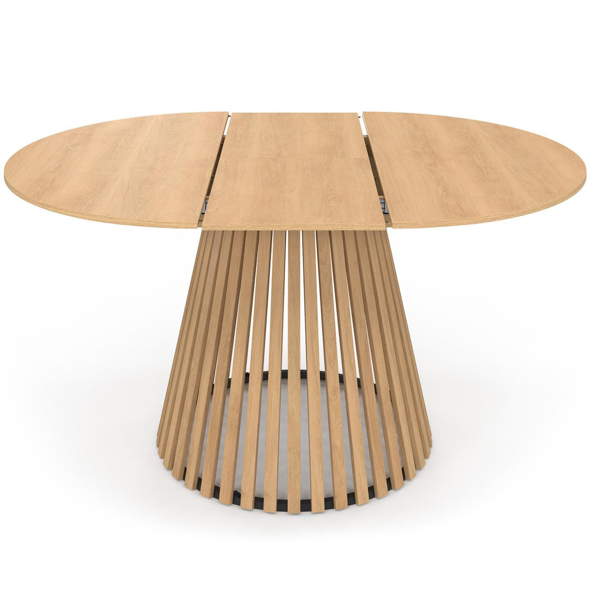 Table à manger ronde extensible Carmen 110-150 cm 4-8 places plateau en mélamine pied en bois et cadre métal
