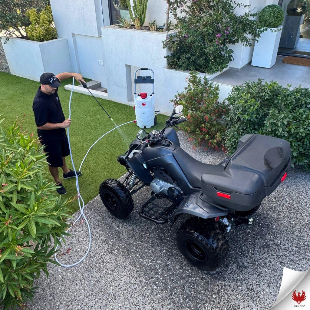 Pulvérisateur électrique Pro Sprayer Evo 35 L 7 bars 2 batteries 18 V tuyau 8 m 4 buses lance 40 cm sur chariot