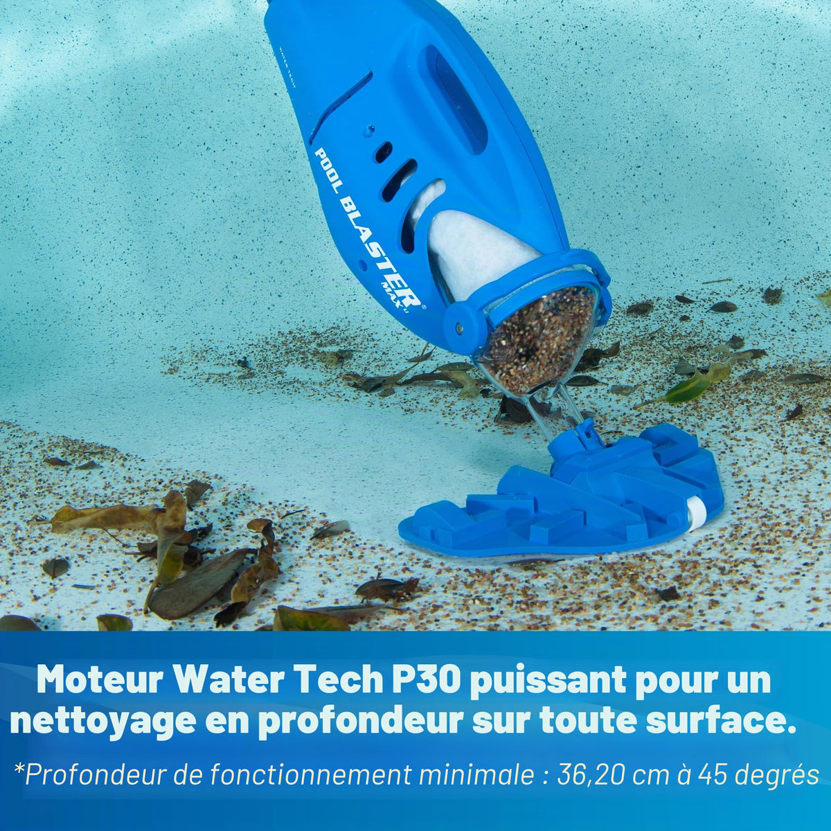 Aspirateur de Piscine et Spa Sans Fil Max Li avec Moteur P30 Batterie Lithium-Ion 2200 mAh Autonomie jusqu'à 1 Heure