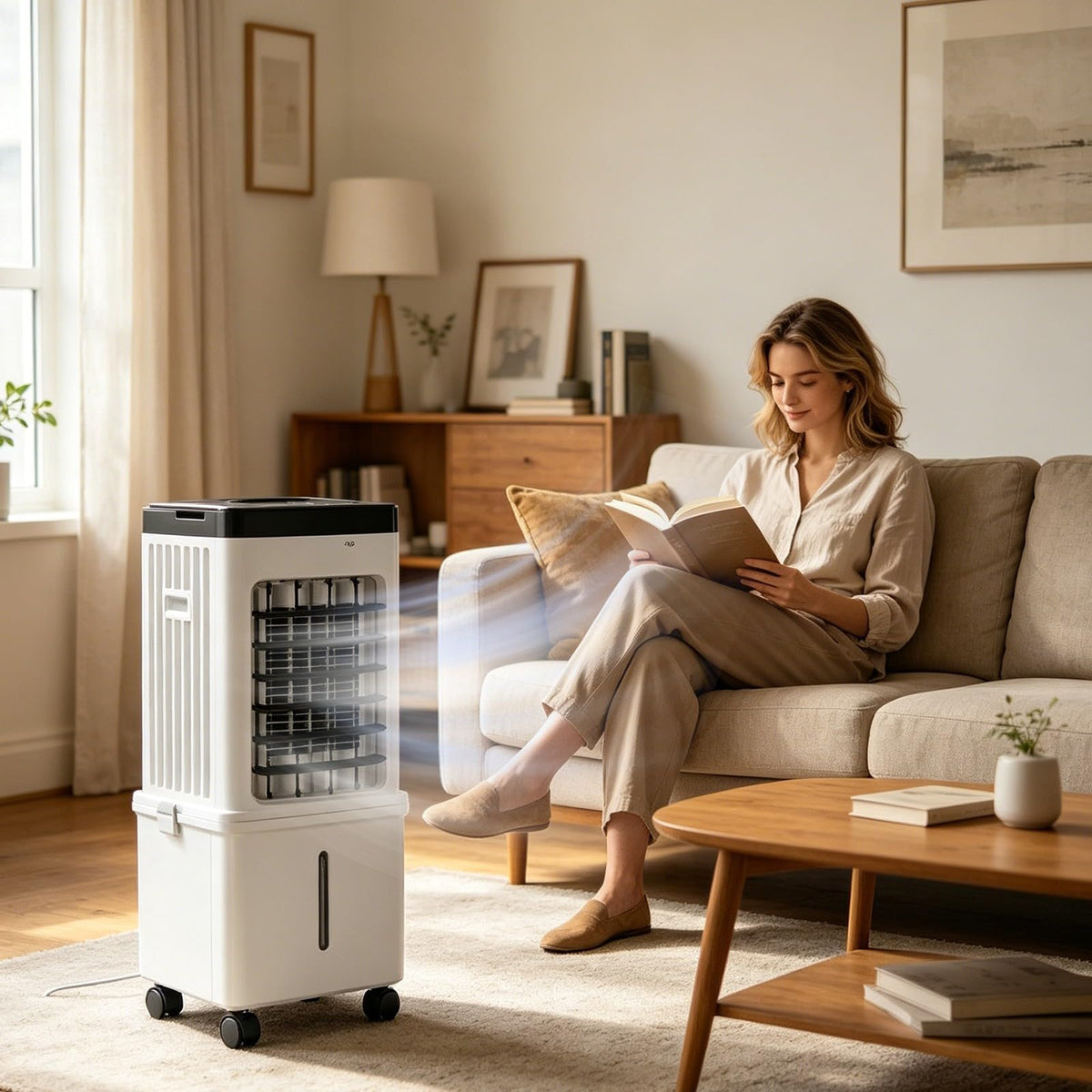 Climatiseur mobile 3 en 1 15 L refroidisseur d'air ventilateur humidificateur 65 W 3 vitesses télécommande minuterie