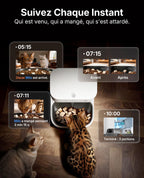 Distributeur automatique de croquettes pour chat 5 L double réservoir caméra HD 1080P reconnaissance faciale multi-chats Wi-Fi