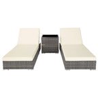 Set de 2 bains de soleil avec table 403088 dossier réglable 5 positions résine tressée aluminium housses de protection