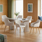 Chaises de salle à manger avec accoudoirs lot de 6 chaises rembourrées en polyester et velours avec pieds en bois beige
