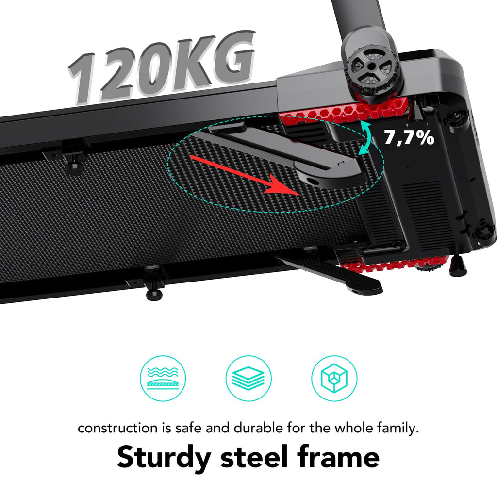 Tapis de course pliable CS-WP9 1400 W 12 km/h capacité 120 kg affichage LED Bluetooth support tablette