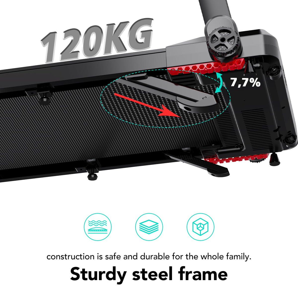 Tapis de course pliable CS-WP9 1400 W 12 km/h capacité 120 kg affichage LED Bluetooth support tablette