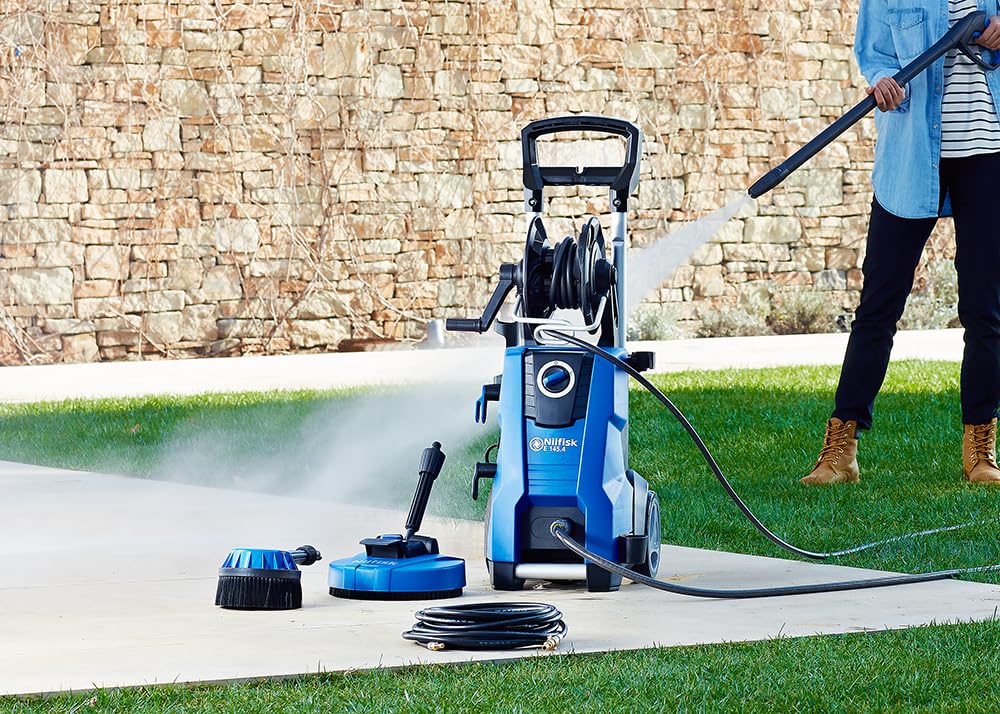 Nettoyeur Haute Pression E 145 2100 W 145 Bars Tuyau 9 m Nettoyeur Terrasse Brosse Rotative Déboucheur Canalisation Mousse