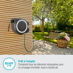 Enrouleur de tuyau mural RollUp L 18627-20 30 m Ø13 mm pivotant à 180° avec lance raccord tuyau et support mural
