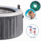 Spa gonflable Pure Spa Baltik 28440NP 4 places 795 L 140 jets 220 V PVC rond gris 196 x 196 x 71 cm filtration 1,7 m³/h