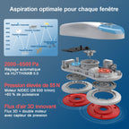 Robot Nettoyeur de Vitres S55 Pro 6500 Pa 80 ml SLAM 4.0 HydroJet Patins Flottants 3D Microfibre Télécommande