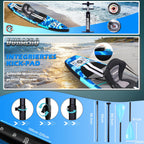 Planche de stand up paddle gonflable 330 x 76 x 15 cm avec siège kayak 150 kg PVC 3 ailerons pagaie double réglable support caméra