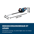 Taille-haies sans fil GHE 18V-60 18 V capacité de coupe 20 mm moteur sans charbon sans batterie ni chargeur