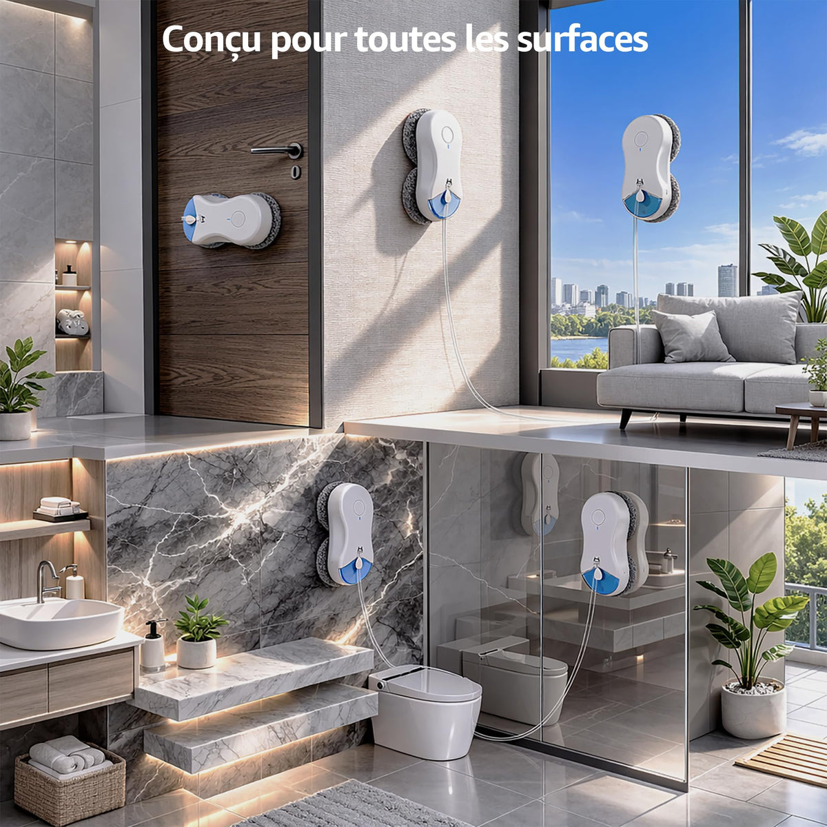 Robot Nettoyeur de Vitres S55 Pro 6500 Pa 80 ml SLAM 4.0 HydroJet Patins Flottants 3D Microfibre Télécommande