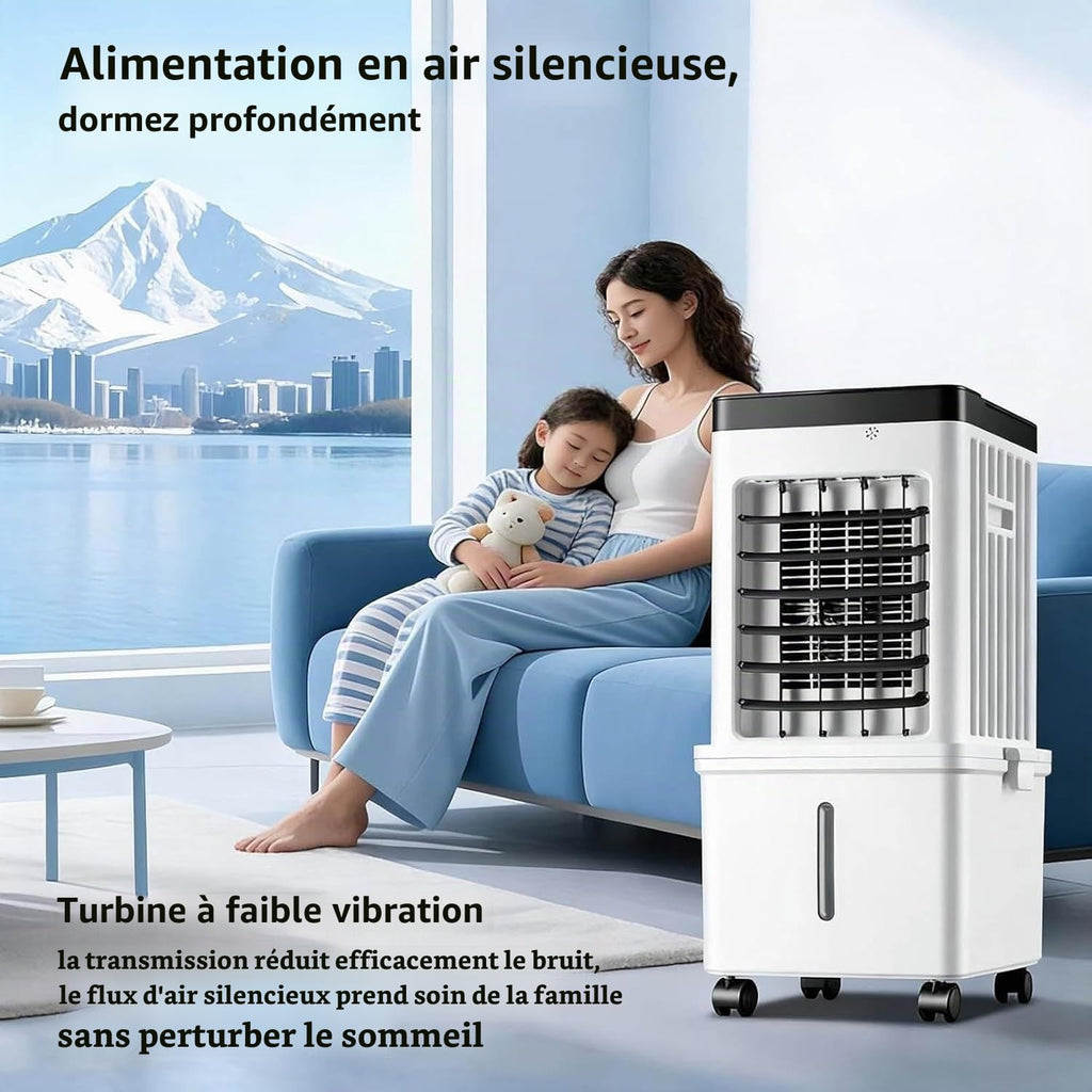 Climatiseur mobile 3 en 1 15 L refroidisseur d'air ventilateur humidificateur 65 W 3 vitesses télécommande minuterie