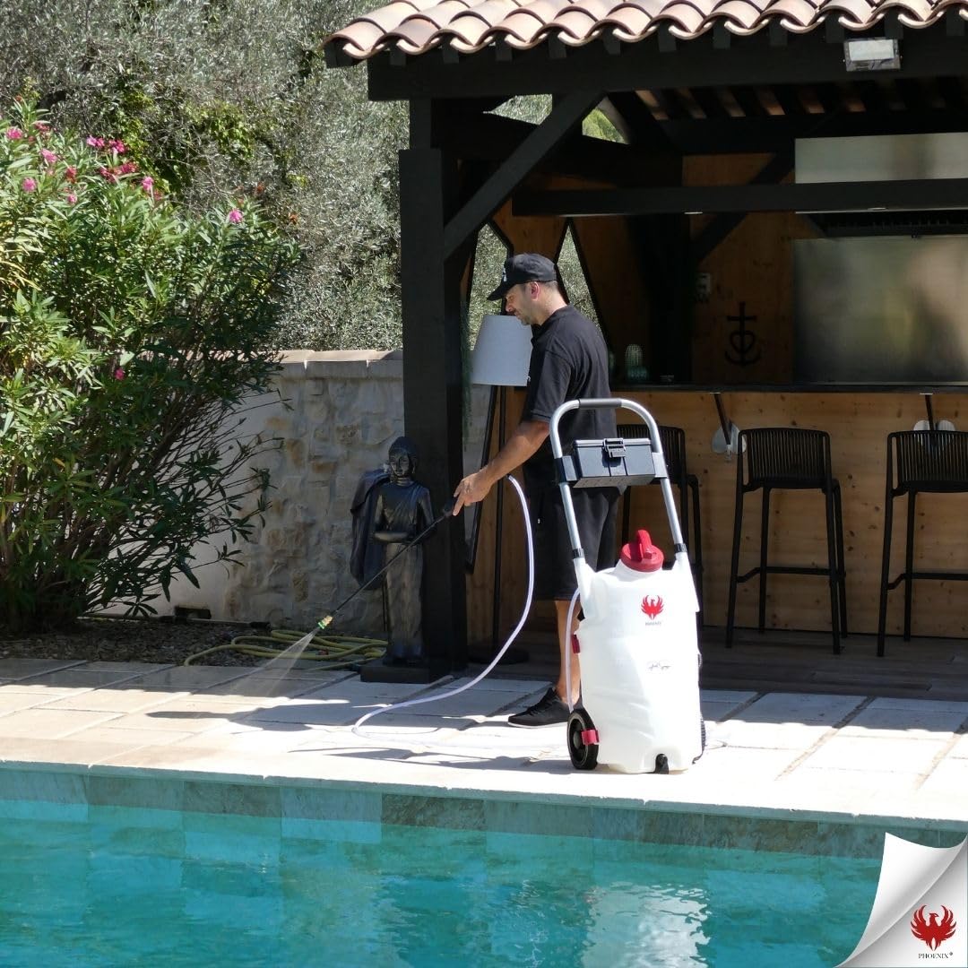 Pulvérisateur électrique Pro Sprayer Evo 35 L 7 bars 2 batteries 18 V tuyau 8 m 4 buses lance 40 cm sur chariot