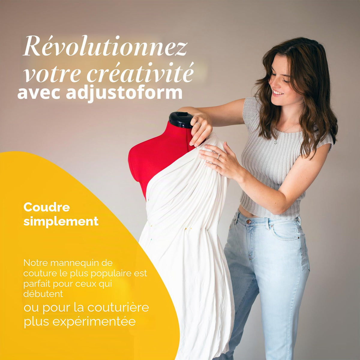 Mannequin de couture réglable FG304 8 parties taille S 38 à 46 tour de poitrine 84 à 104 cm nylon rouge coquelicot