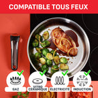 Batterie de cuisine Ingenio L897SK04 20 pièces acier inoxydable antiadhésif induction avec poignées amovibles et couvercles
