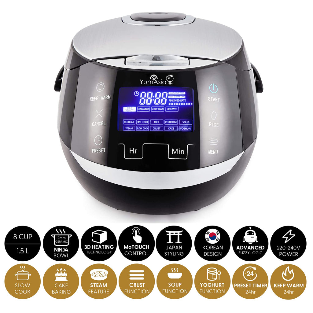 Cuiseur à riz multifonction YUM-EN15 1,5 L 860 W 230 V bol céramique 6 fonctions riz 6 fonctions multicuiseur écran LED