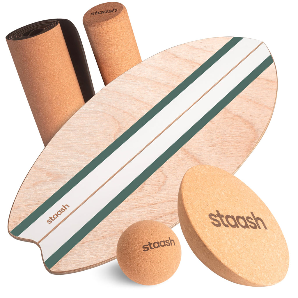 Planche d'équilibre en bois antidérapante pour entraînement équilibre posture proprioception charge maximale 120 kg kit complet