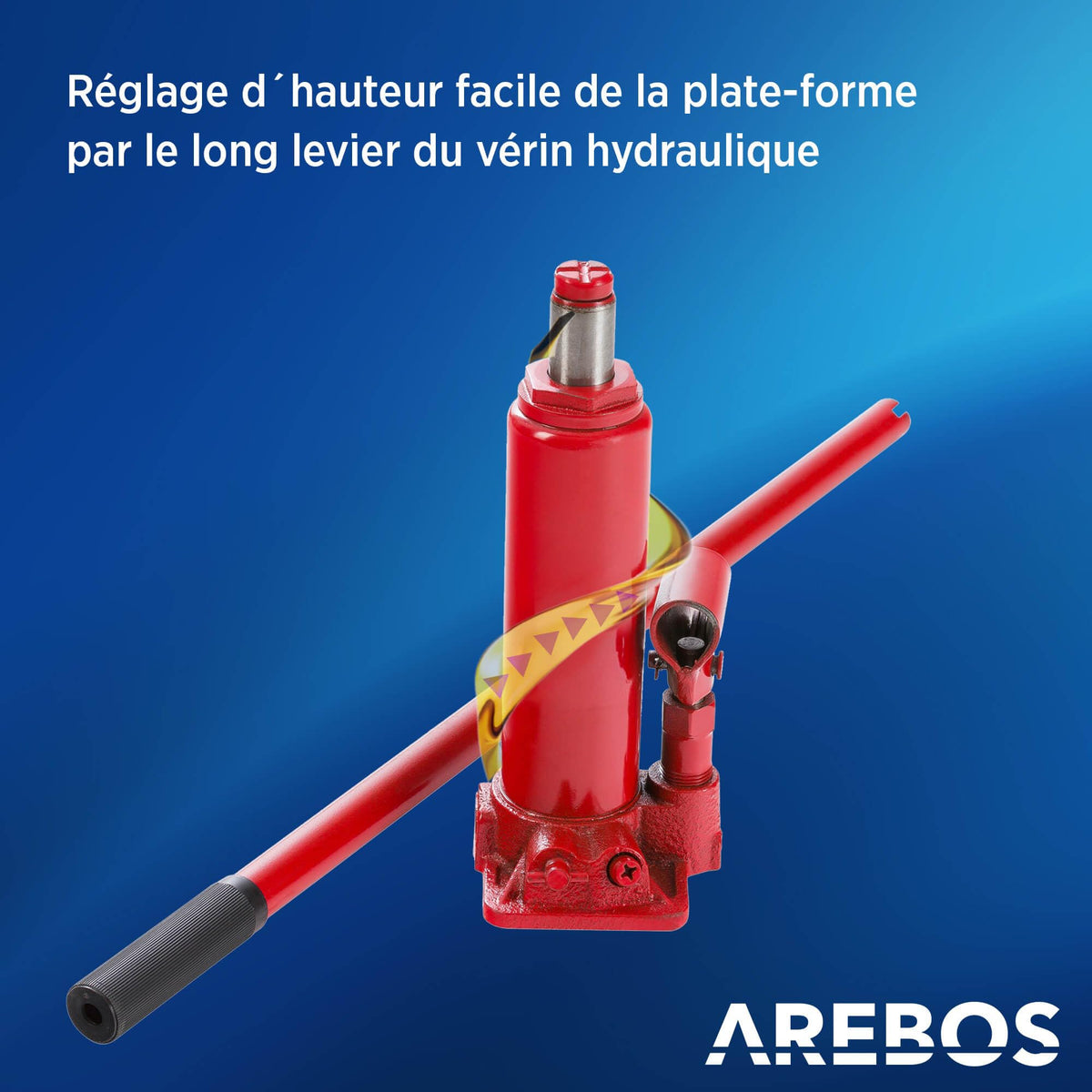Lot de 2 rampes d'accès avec cric hydraulique 2 T hauteur réglable 290 à 375 mm largeur de pneu jusqu'à 257 mm