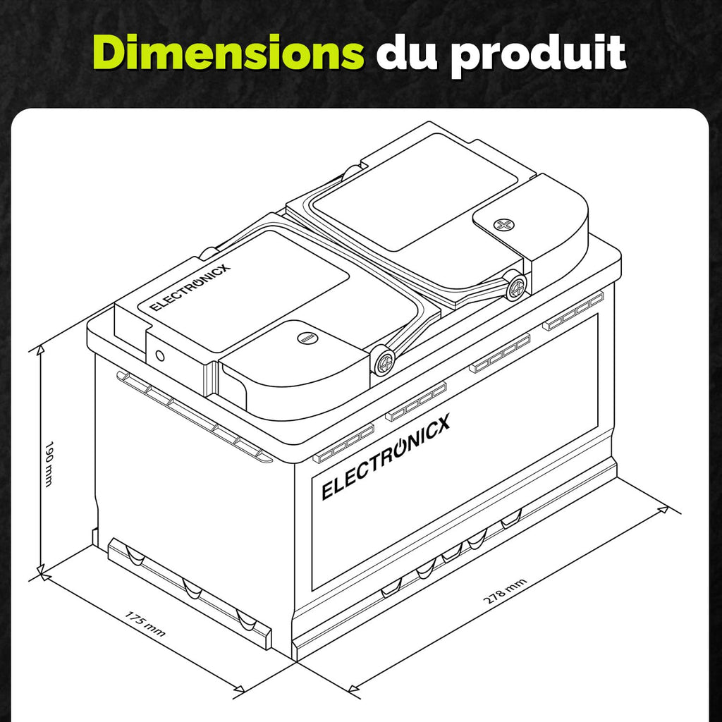 Batterie AGM 12 V 100 Ah Caravan-100AH étanche sans entretien avec borne positive à droite pour caravane et système solaire