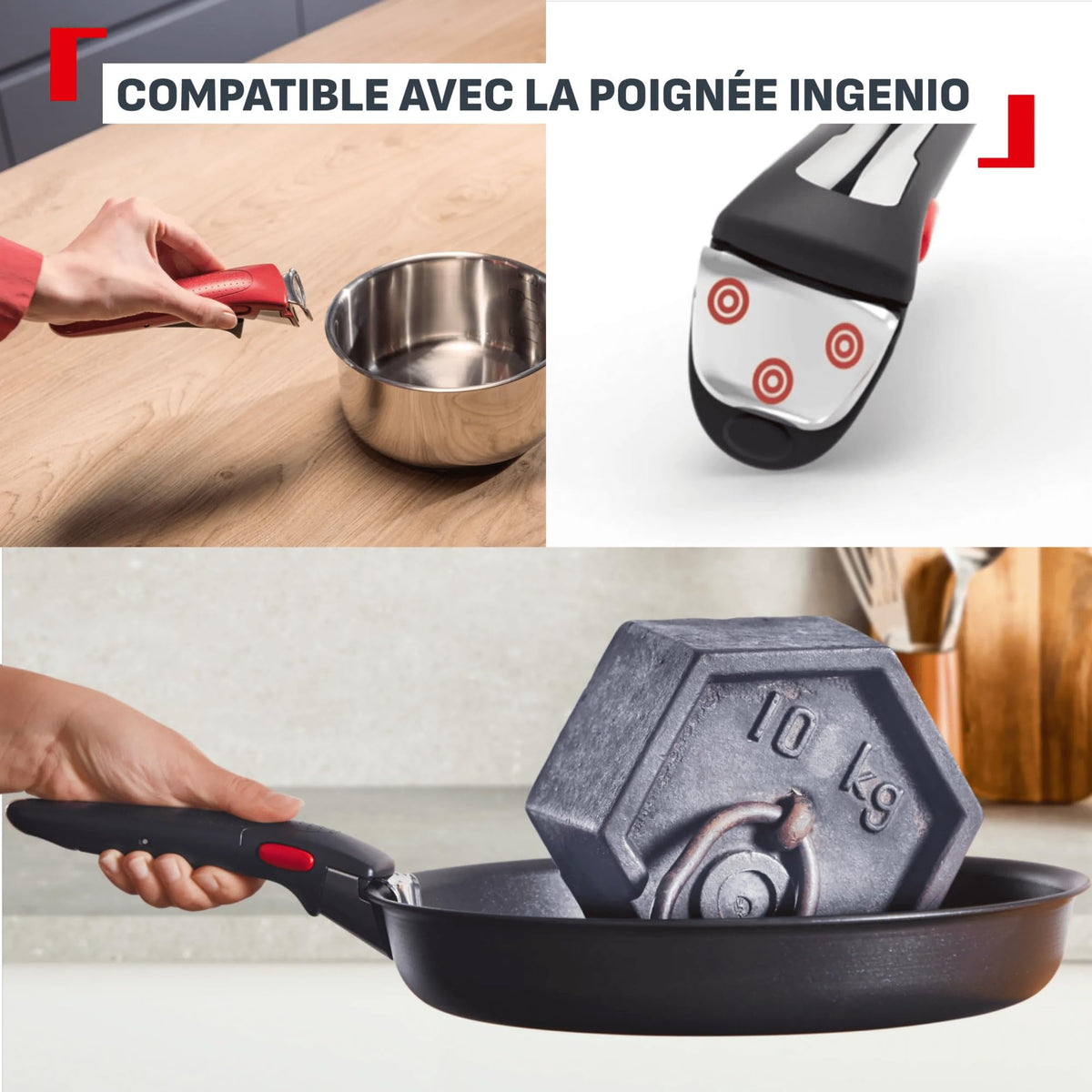 Batterie de cuisine 19 pièces Comfort Max L968SJ34 acier inoxydable induction poignées amovibles casseroles poêles wok sauteuse