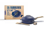 Poêle 8 en 1 FAB28 Saphir 28 cm Antiadhésive Tous Feux Four 240°C 2 Poignées Amovibles Panier Vapeur Spatule en Bois