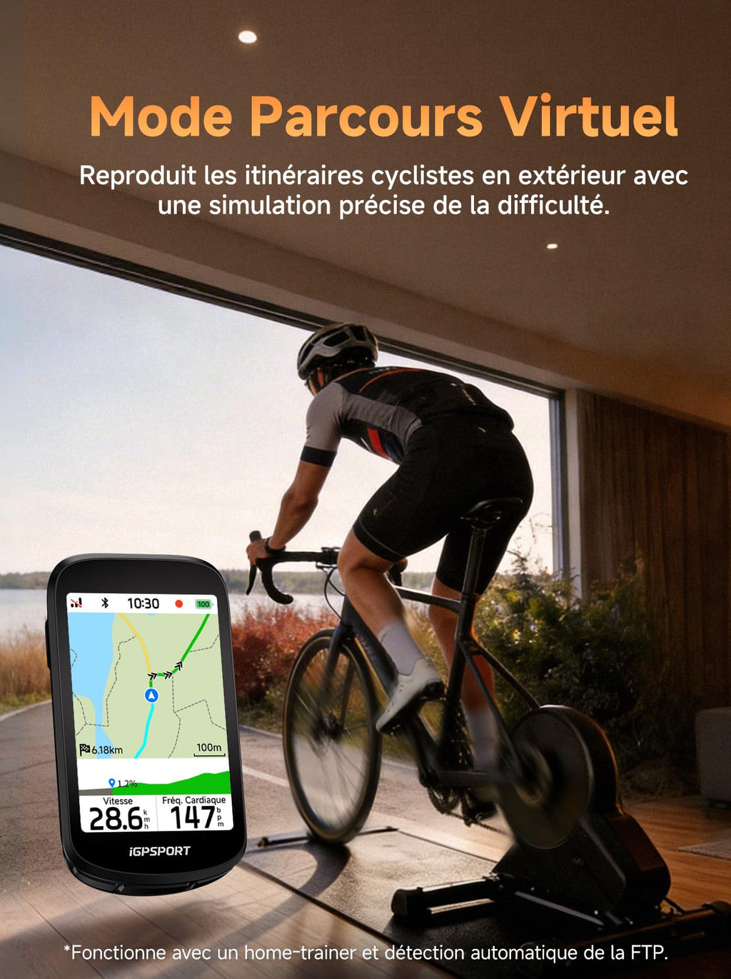 Compteur vélo GPS BSC500 sans fil écran tactile 3,3 pouces navigation cartographique vocale IPX7 autonomie 25 h Bluetooth ANT