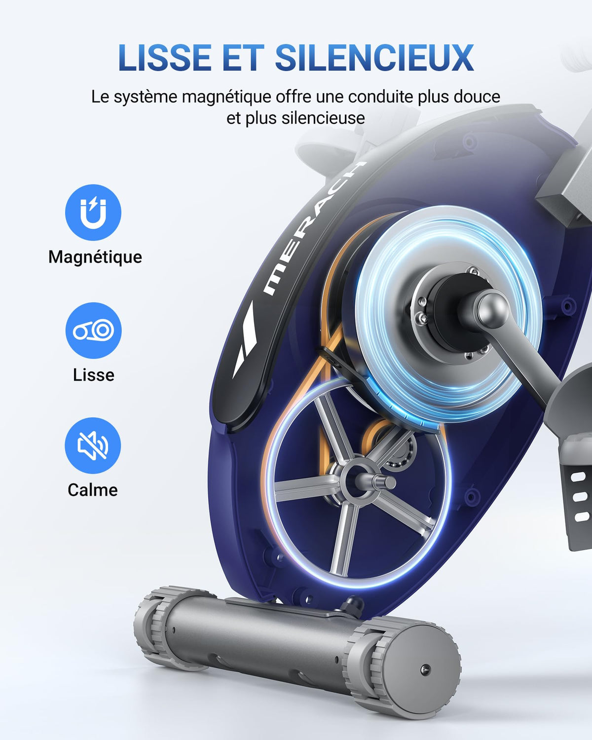 Vélo d’appartement pliable 4 en 1 MR-S15H1 résistance magnétique 16 niveaux écran LCD mesure du pouls avec bande de résistance