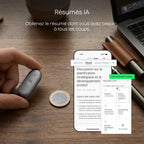 Enregistreur vocal IA NotePin S 64 Go transcription IA 112 langues autonomie 20 h microphone intégré MP3 avec 4 accessoires
