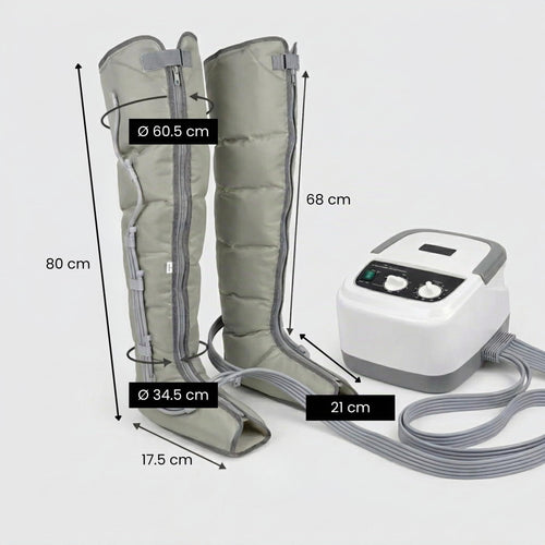 Appareil de pressothérapie pour jambes et pieds EDIC-0086 avec boucles de jambe et télécommande